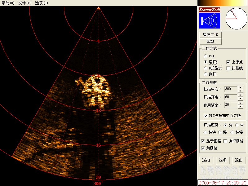 沉底物体目标声呐图像(扇扫)